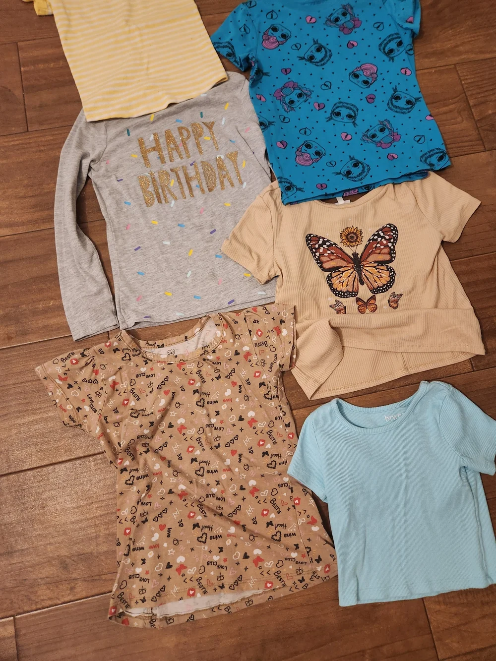 Girl's Mixed Pajama and Tee Set  shorts Yellow Blue Gray Beige Turquoise m 8 10